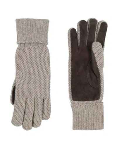 Moorer Woman Gloves Taupe Size 8.5 Cashmere, Shearling In Gray