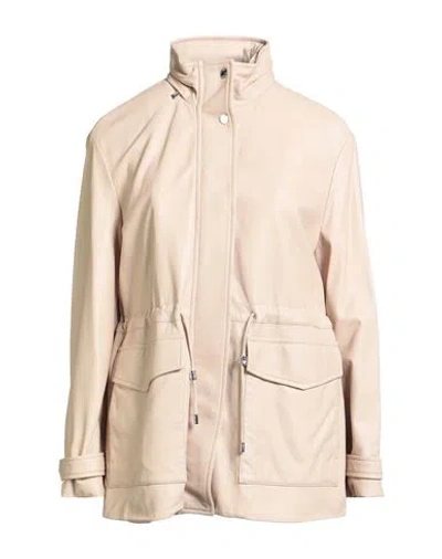 Moorer Woman Jacket Beige Size 4 Leather, Polyamide, Polyurethane In Neutral