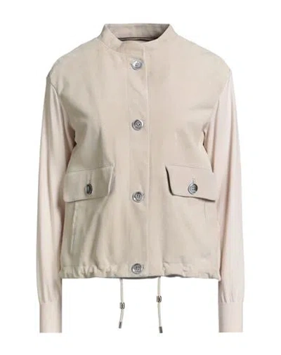 Moorer Woman Jacket Beige Size 8 Leather In Neutral