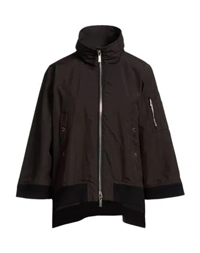 Moorer Woman Jacket Black Size 6 Polyester, Cotton In Brown