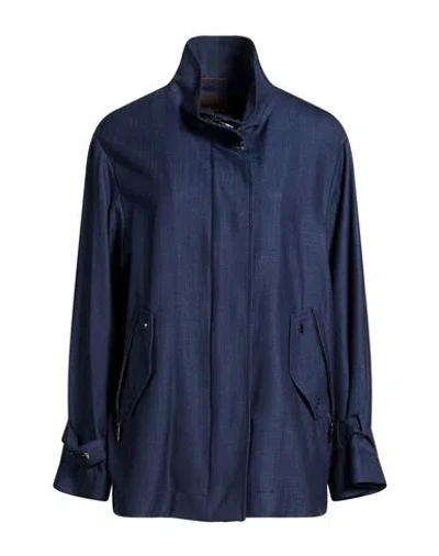 Moorer Woman Jacket Blue Size 4 Virgin Wool, Silk, Linen, Elastane