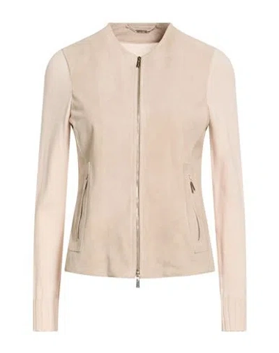 Moorer Woman Jacket Blush Size 10 Leather, Acetate, Viscose In Pink