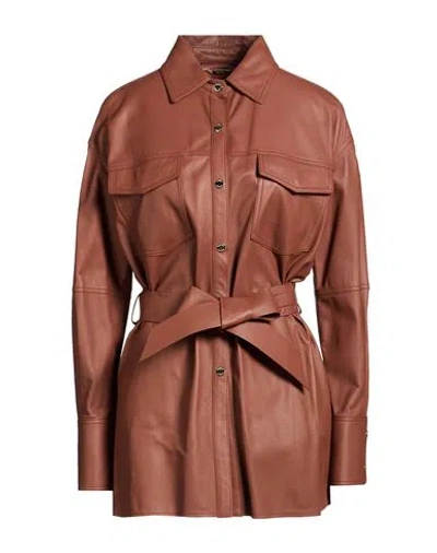 Moorer Woman Jacket Chocolate Brown Size 4 Leather