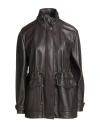 Moorer Woman Jacket Dark Brown Size 4 Leather, Polyamide, Polyurethane In Brown