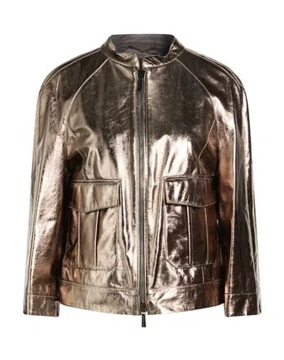Moorer Woman Jacket Gold Size 6 Leather