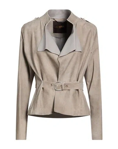 Moorer Woman Jacket Khaki Size 4 Leather In Neutral