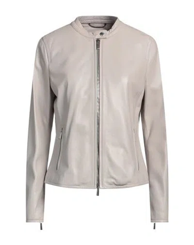 Moorer Woman Jacket Light Grey Size 8 Leather