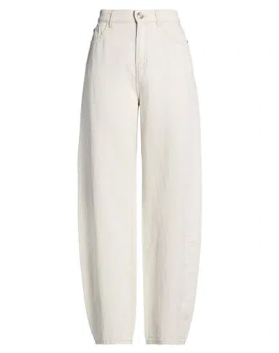 Moorer Woman Jeans Off White Size 30 Cotton, Linen
