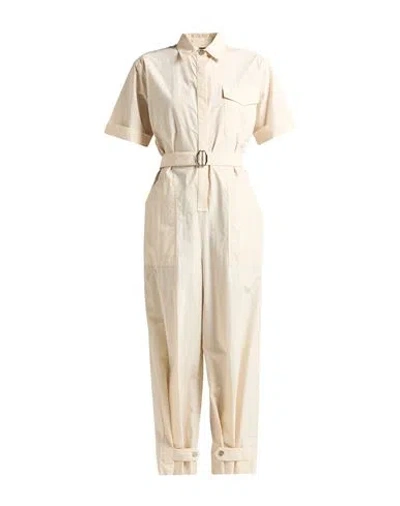 Moorer Woman Jumpsuit Beige Size 2 Cotton, Linen In Neutral