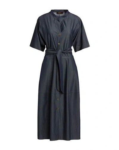 Moorer Woman Midi Dress Blue Size 8 Cotton, Polyester, Elastane