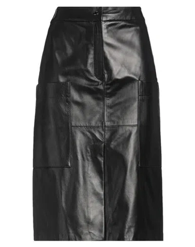 Moorer Woman Midi Skirt Black Size 6 Leather