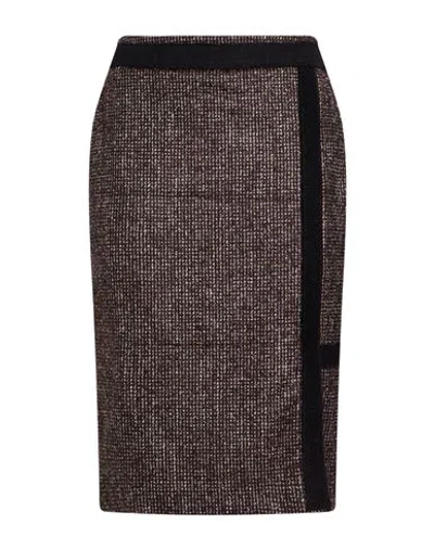 Moorer Woman Midi Skirt Brown Size 4 Virgin Wool, Silk, Polyamide