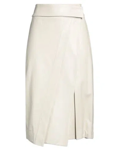 Moorer Woman Midi Skirt Cream Size 4 Leather In White