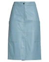 Moorer Woman Midi Skirt Light Blue Size 8 Leather In Blue