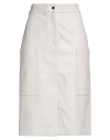 Moorer Woman Midi Skirt Light Grey Size 4 Leather In White