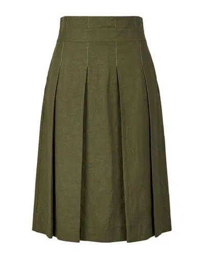 Moorer Woman Midi Skirt Military Green Size 6 Cotton, Polyamide, Elastane