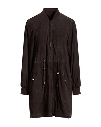 Moorer Woman Overcoat & Trench Coat Dark Brown Size 6 Leather