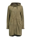 Moorer Woman Overcoat & Trench Coat Military Green Size 6 Leather