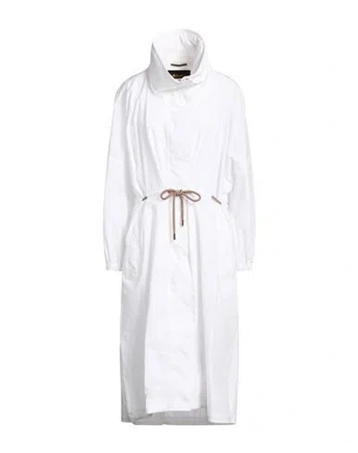 Moorer Woman Overcoat & Trench Coat White Size 6 Cotton, Linen