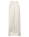 Moorer Woman Pants Ivory Size 8 Viscose, Linen In White