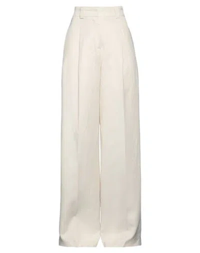 Moorer Woman Pants Ivory Size 8 Viscose, Linen In White