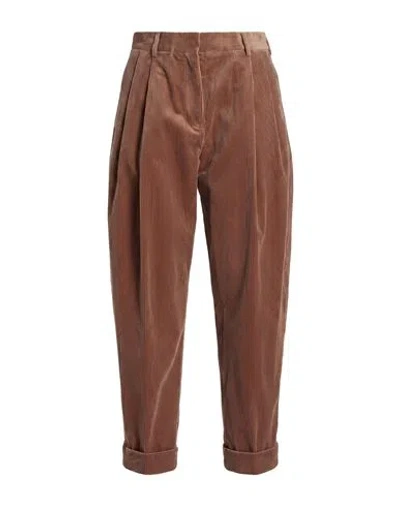 Moorer Woman Pants Light Brown Size 12 Cotton In Sand