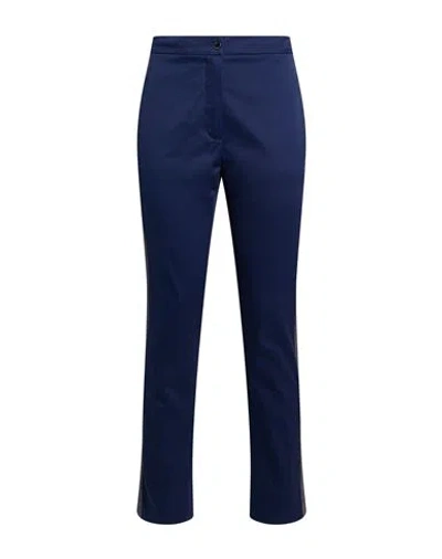 Moorer Woman Pants Navy Size 4 Cotton, Elastane In Blue