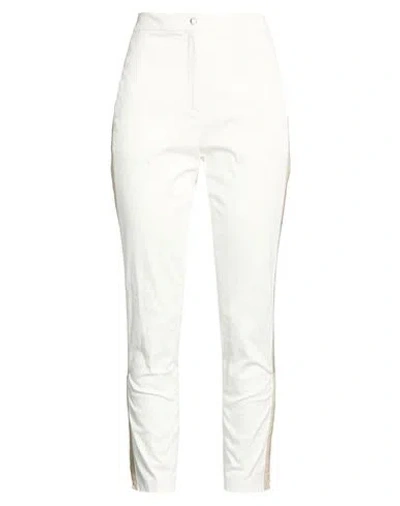Moorer Woman Pants White Size 4 Cotton, Elastane