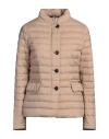 Moorer Light Down Jacket With Zip And Button Closure With Front Flap Pockets In Beige