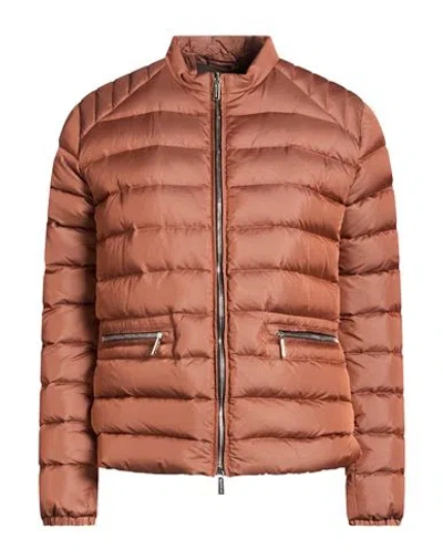 Moorer Woman Puffer Brown Size 4 Polyester, Polyamide
