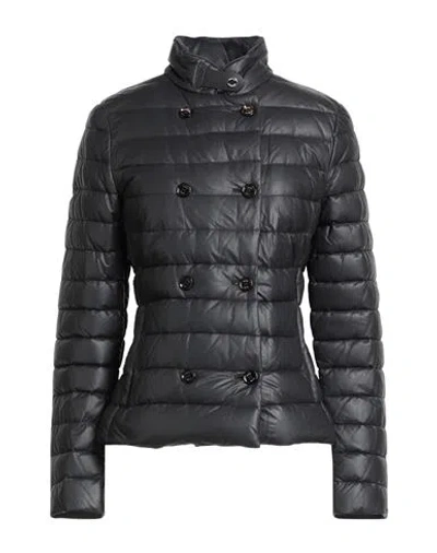 Moorer Woman Puffer Dark Brown Size 8 Leather In Black