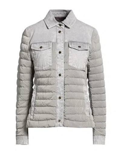 Moorer Woman Puffer Grey Size 4 Cotton, Polyurethane In White