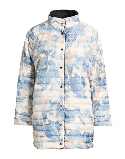 Moorer Woman Puffer Ivory Size 4 Polyester In Blue