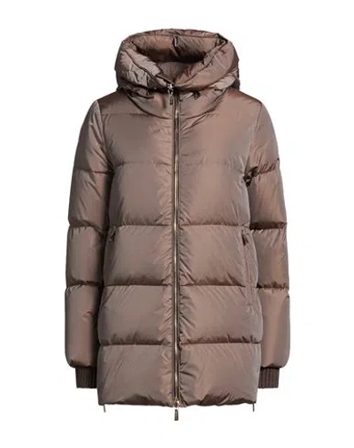 Moorer Woman Puffer Khaki Size 12 Polyamide In Brown