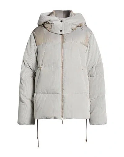 Moorer Woman Puffer Light Grey Size 12 Cotton In Gray