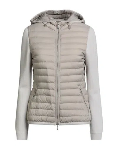Moorer Woman Puffer Light Grey Size 16 Polyamide, Polyurethane, Wool, Silk, Cashmere In Gray