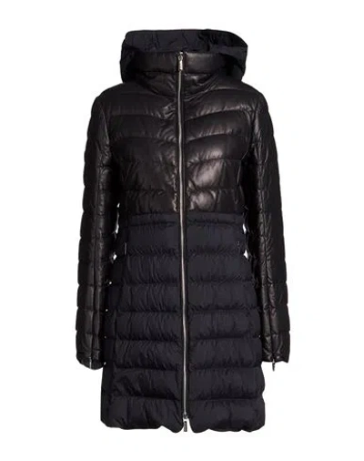 Moorer Woman Puffer Midnight Blue Size 4 Leather In Black