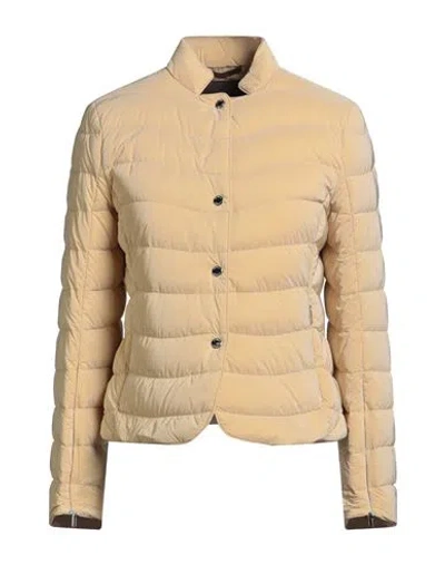 Moorer Woman Puffer Pastel Yellow Size 4 Polyamide, Polyurethane In Brown