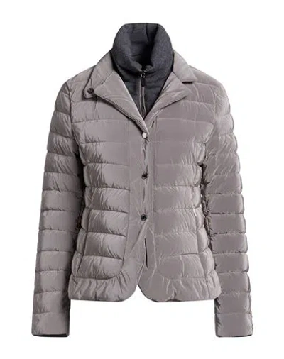 Moorer Woman Puffer Taupe Size 4 Polyamide, Polyester, Wool, Cashmere In Gray