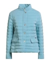 Moorer Woman Puffer Turquoise Size 6 Polyamide, Polyester In Blue