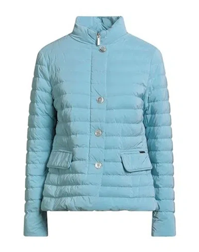 Moorer Woman Puffer Turquoise Size 6 Polyamide, Polyester In Blue