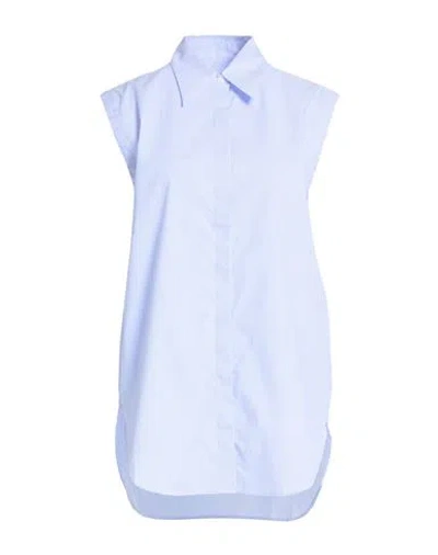 Moorer Woman Shirt Azure Size 4 Cotton, Elastane In Blue