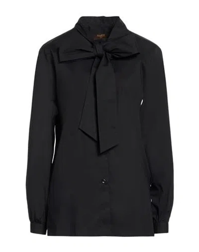 Moorer Woman Shirt Black Size 4 Cotton, Elastane