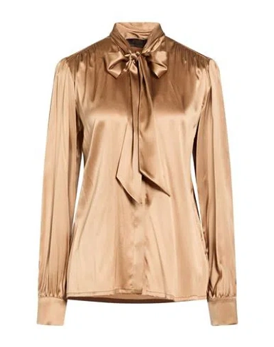 Moorer Woman Shirt Gold Size 12 Silk, Elastane