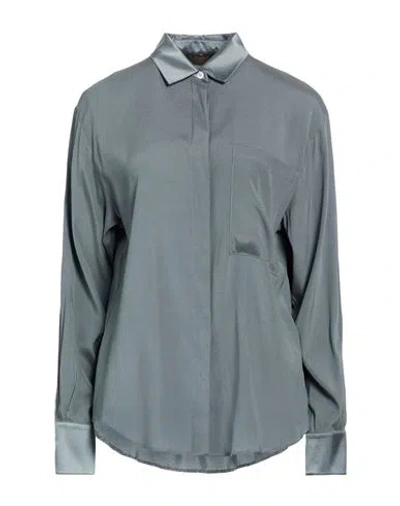 Moorer Woman Shirt Grey Size 4 Silk, Elastane In Gray