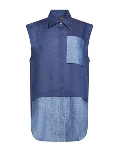 Moorer Woman Shirt Light Blue Size 4 Linen