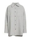 Moorer Woman Shirt Light Grey Size 16 Polyester, Viscose, Polyamide, Elastane In Gray