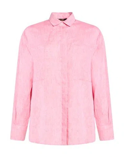 Moorer Woman Shirt Pink Size 4 Linen In Purple