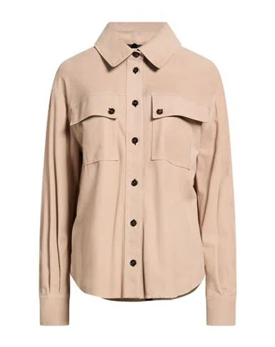 Moorer Woman Shirt Sand Size 4 Leather In Neutral