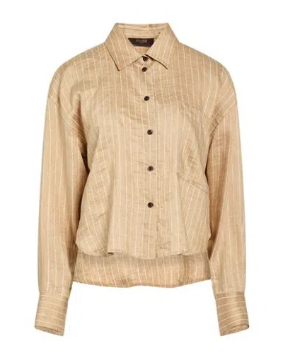 Moorer Woman Shirt Sand Size 4 Linen, Polyamide In Neutral